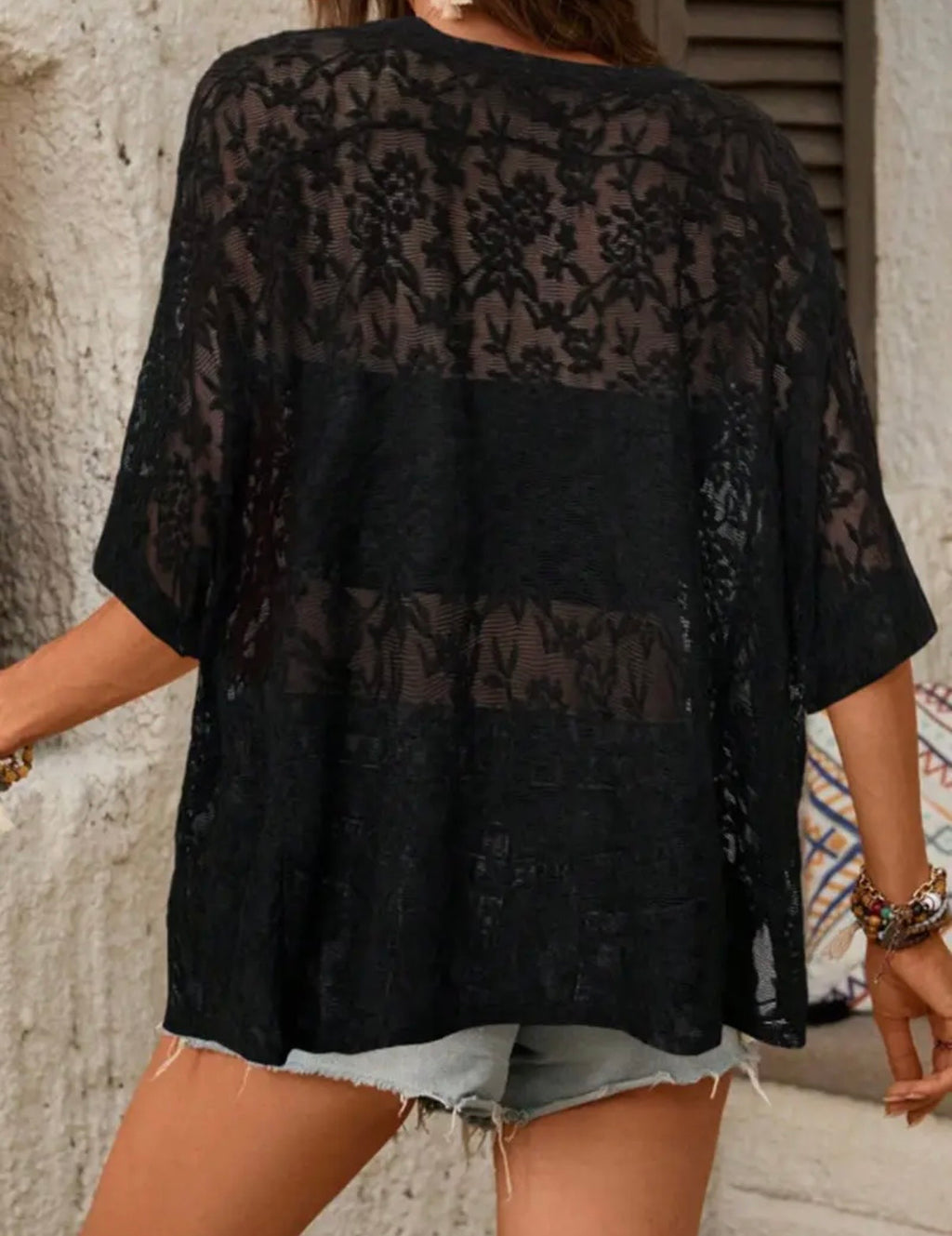 Sheer Floral Pattern T-Shirt