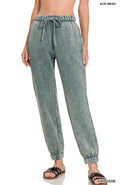 Acid Wash Fleece Sweatpants With Pockets