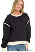 Fleece contrast trim piping detail sweatshirts